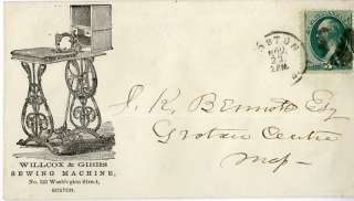 US Stamps Cover 1800s Willcox And Gibbs Ad  