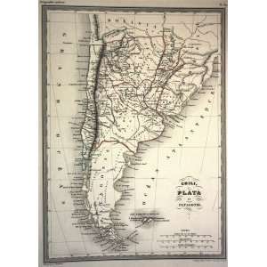  VA Malte Brun Map of Argentina and Chile (1861) Office 