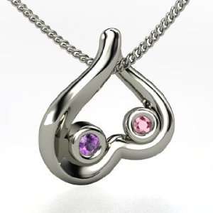 Carried in My Heart, Sterling Silver Necklace with Rhodolite Garnet 