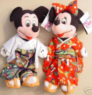 DISNEY Tokyo Kimono MICKEY & MINNIE 9 Bean Bags MWMT  