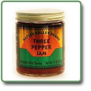 Three Pepper Jam   11 oz in glass jar. Grocery & Gourmet Food