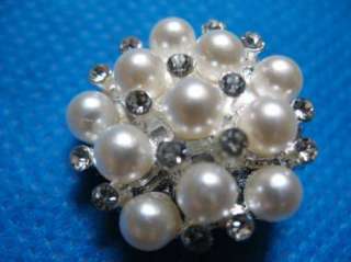 10 Sparkling Clear Crystal Rhinestone Pearl Button #A77  