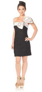 Beautiful Black & White Bow Accented Cocktail Dress New Special 