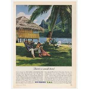  1962 Air France Airlines Tahiti Thatch Cottage Hotel Print 