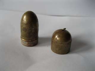antique Russian Art Deco Brass Thimble Needle Case