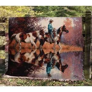   and Weavers Inc. Wet Paints Horse Tapestry Throw