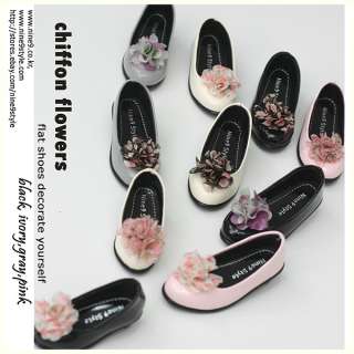 Flat shoes & clip corsage [chiffon flowers] BJD shoes  