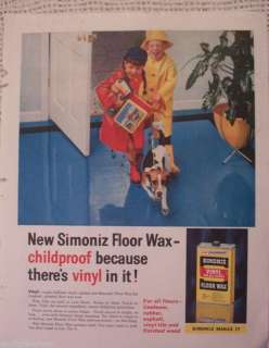 SIMONIZ WAX KIDS RAINCOATS DOG LUNCHBOX VINTAGE AD 1958  