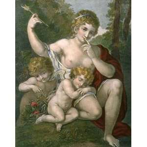  Cupid Disarmed by Venus Etching Correggio, Antonio 