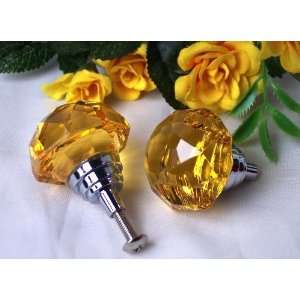  LARGE Amber Solid Crystal Glass Drawer/Door Pull 