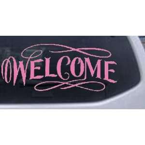 Welcome Swirls Business Car Window Wall Laptop Decal Sticker    Pink 