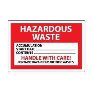 HW20ALV  Labels, Hazardous Waste, 4 X 6, Pressure Sensitive Vinyl 