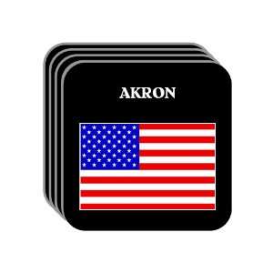  US Flag   Akron, Ohio (OH) Set of 4 Mini Mousepad Coasters 