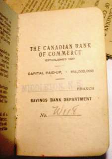 OLD Lot 1918 CANADIAN BANK COMMERCE Pass BOOK Ledger  