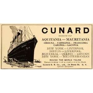  1916 Vintage Ad Cunard Line Liners Aquitania Mauetania 