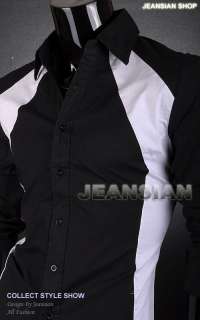  Mens Dress Stylish Casual Shirt Slim Fit Black S M L XL 80112  