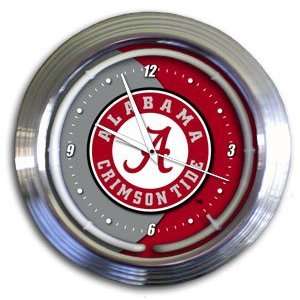  Alabama Crimson Tide College 14 Chrome Neon Clock (NEW 