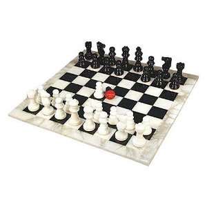  Black and White Alabaster Chess Set with Frame Sports 