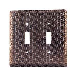   (Tin Woodsman Pewter) Checkers Solid Pewter Switch Plate / 2 Toggle