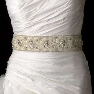  Beaded Wedding Sash Bridal Belt   White or Ivory 