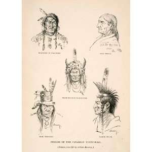 1898 Wood Engraving Indian Canada Blood Brave Blackfoot Cree Sarcee 