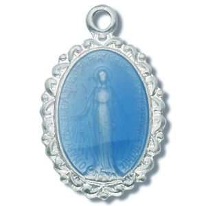 Infant Baby Necklace Blue Miraculous Medal St. Mary Mother of God with 