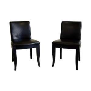   Prima Leather Dining Chairs, Espresso Brown, Set of 2