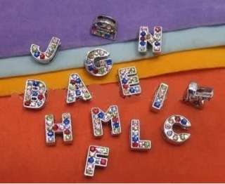 130 8mm A Z Colored Rhinestone DIY Slide letters Fit Wristband 