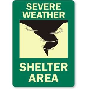 Severe Weather Shelter Area (with graphic) Glow Vinyl Sign 
