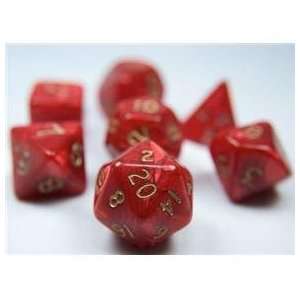    RPG Dice Set (Pearl Red) role playing game dice + bag Toys & Games