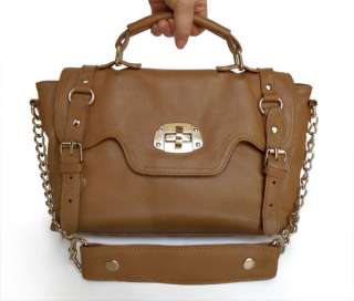 Fashion Design 100% Genuine Leather Lady Womens Khaki Shoulder Bag 