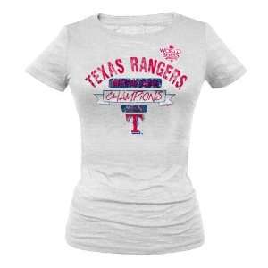  Texas Rangers Jr 2010 White AL Champs Burnout T Shirt 