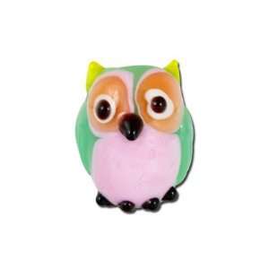  15mm Green and Pink Owl Glass Beads Arts, Crafts & Sewing