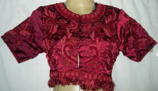 Vintage Sari Blouse Choli Top PURE SILK BUST 28 EMB  