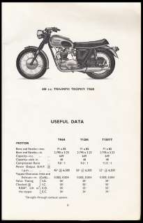 TRIUMPH MOTORCYCLE MANUAL/BOOK 650CC 1967 BONNEVILLE TT SPECIAL TROPHY 
