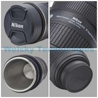 ZOOM ABLE Nikon 24 70mm THERMOS Coffee Mug /Camera Lens Cup + Pouch 
