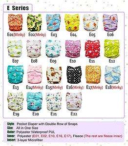 colorful 50 AIO Size baby cloth diapers + 50 inserts  