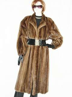 Shiny Designer John Ross brown Lunaraine mink fur coat jacket 61 