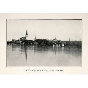  1921 Print Old Reval Sea Church Water Baltic Boats City 