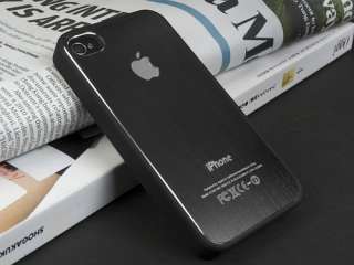 E956 Deluxe iPhone 4 4s Black Aluminum Plactic Hard Case Cover +Screen 