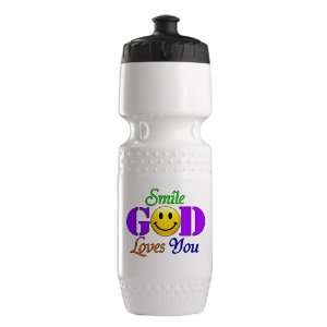  Trek Water Bottle White Blk Smile God Loves You 