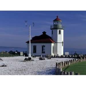 Alki Point Lighthouse on Elliot Bay, Seattle, Washington, USA 
