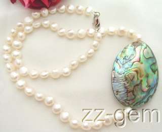 Nec0070 Natural Paua Abalone Shell&Pearl Necklace  