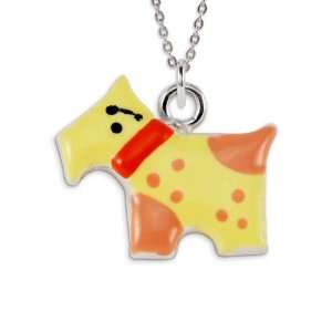    .925 Sterling Silver Yellow Red Scotty Dog Pendant Jewelry