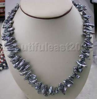 Rare&abnormal shape black pearl necklace&earrings  