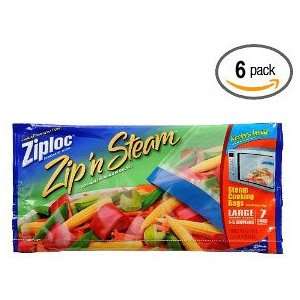  Ziploc ZipN Steam Cooking Bags, Large, 7 Count(Pack of 6 