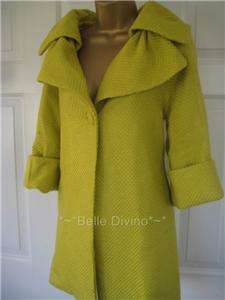 Darling Lime Yellow Slouch Swing Betsy Coat Sz S 8 10  