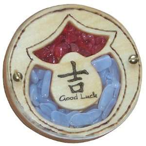   and Wooden Amulet Good Luck Magnet In Blue Lace Agate 