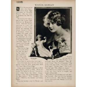  1923 Wanda Hawley Silent Film Actress Biography Print 