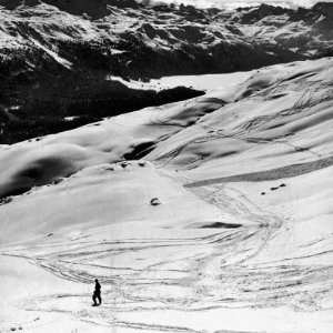  Ski Tracks on Alpine Slopes of Winter Resort Photographic 